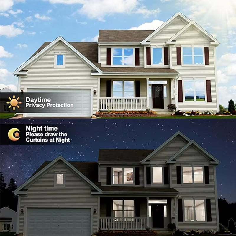 Window Privacy Film One Way Daytime Privacy Self-Adhesive Vinyl Sun Blocking anti UV Reflective Window Tint for Home and Office