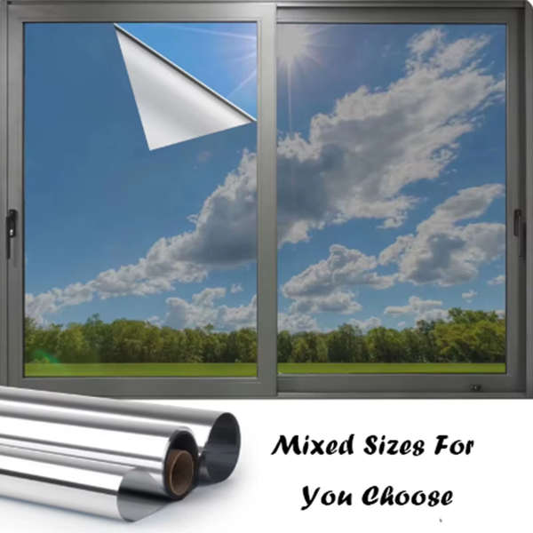Window Privacy Film One Way Daytime Privacy Self-Adhesive Vinyl Sun Blocking anti UV Reflective Window Tint for Home and Office